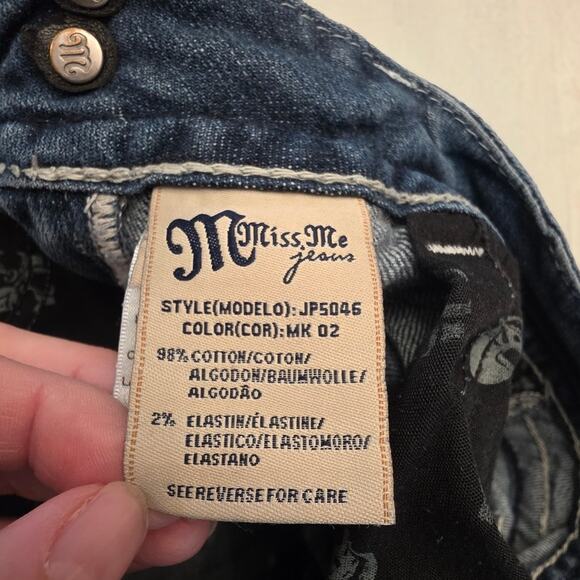 Miss Me Women's Boot Denim Jeans Cross Embellished Y2K Grunge SZ 29 Flap Pockets - Picture 7 of 10